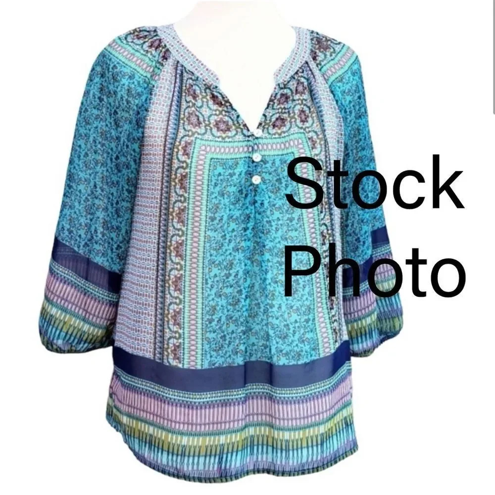 fig & flower Bohemian peasant top Anthropologie Sz M EUC - Picture 1 of 8